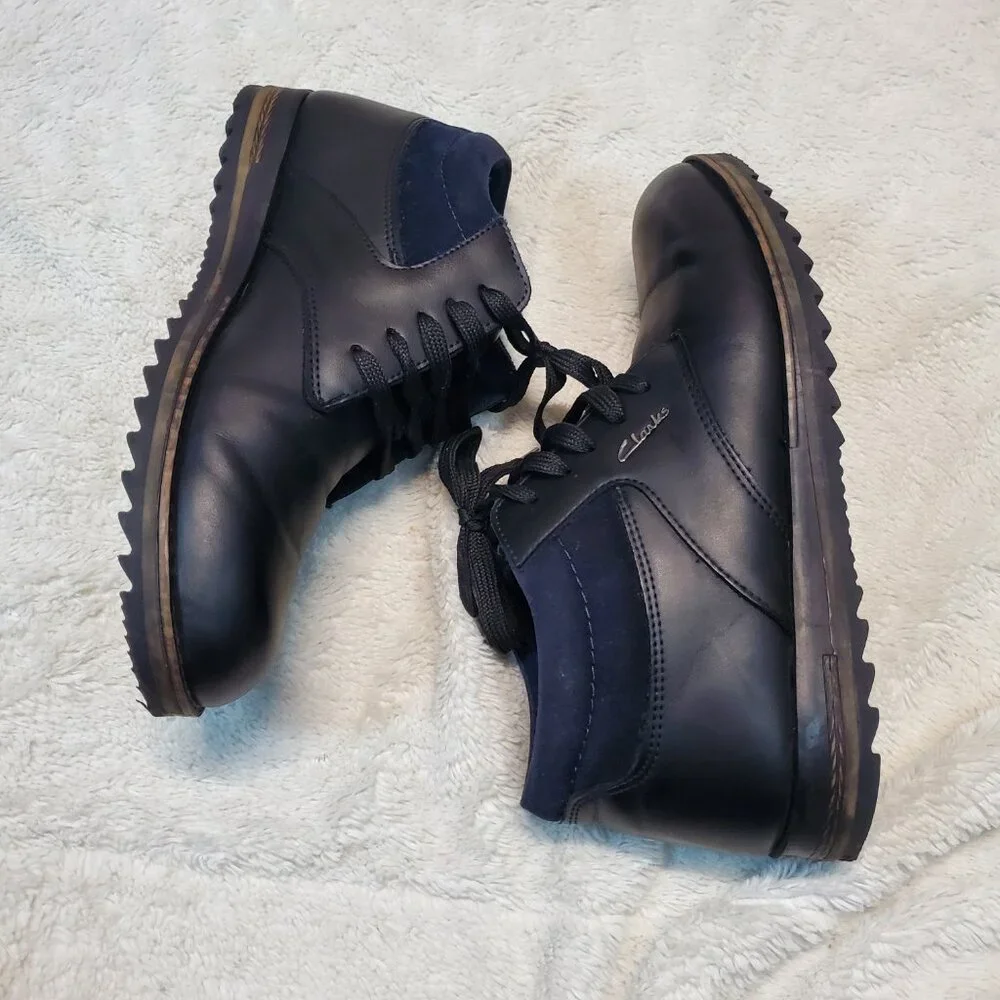 Clarks Black Leather Lace Up Chukka Classic Preppy Office Work Dress Boots Men 7